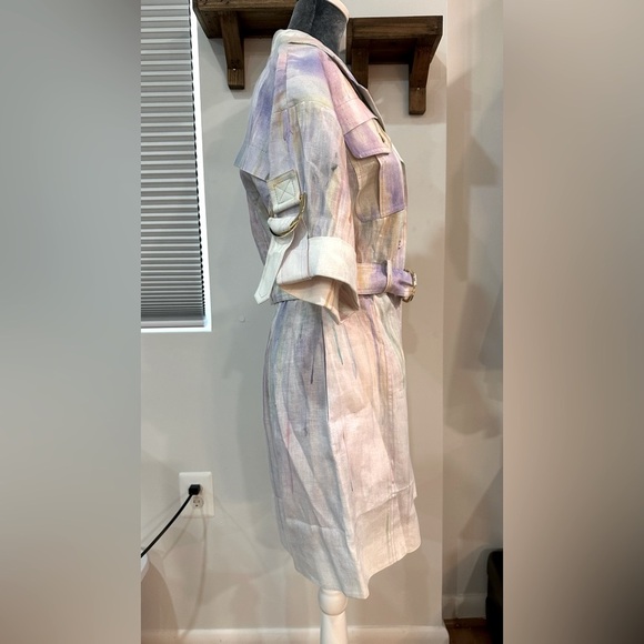 NWT ZIMMERMANN Rhythmic Multicolor Belted Linen Mini Dress Button AU 1 (US S/6) - Picture 9 of 16